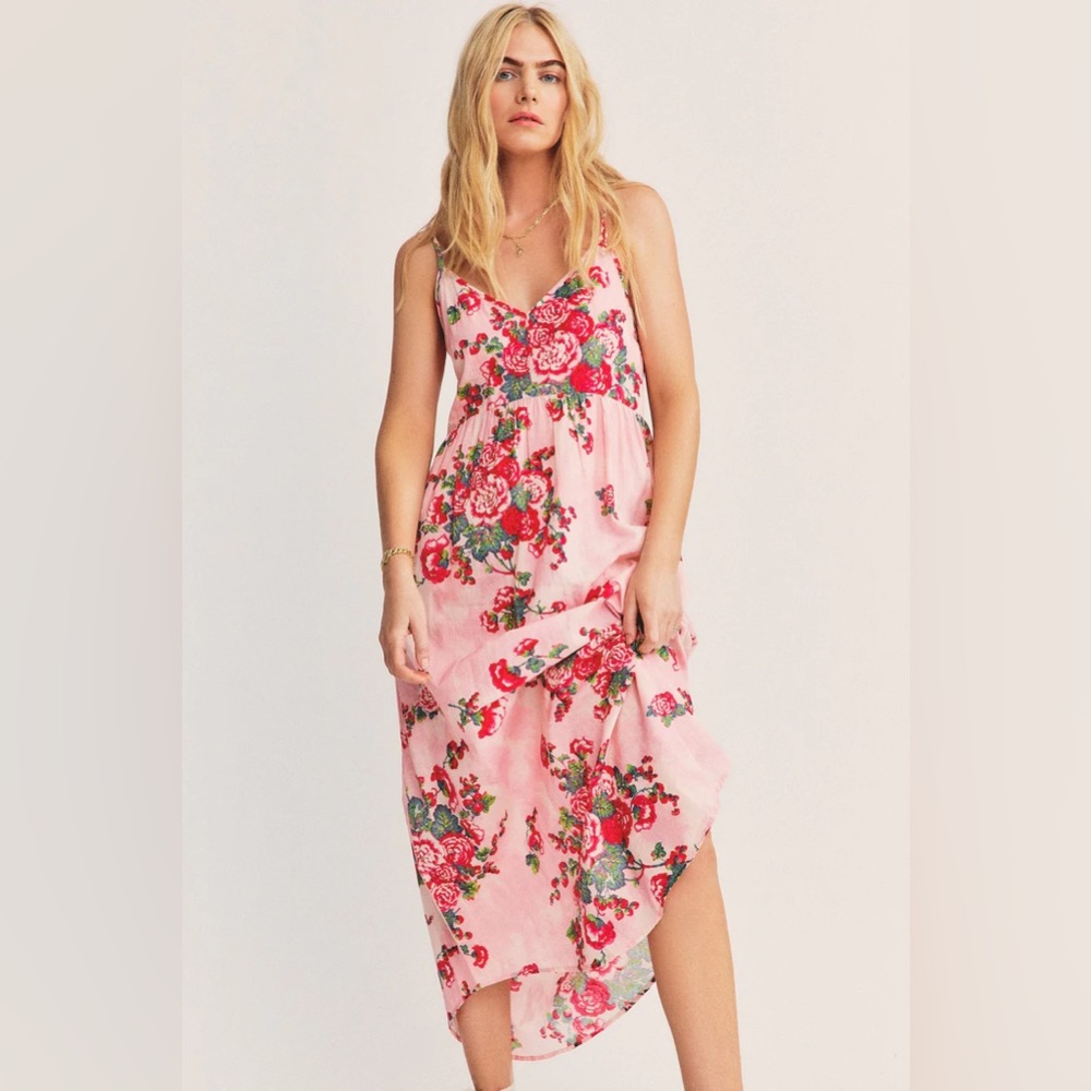 LoveShackFancy LSF Faraday Slip Dress NWT size M Pink Desert